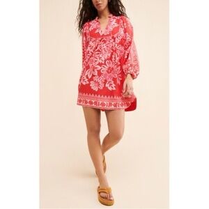 FARM Rio Red and Pink Floral Mini Dress